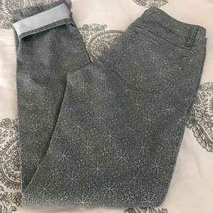 Prana Kara grey patterned jeans.